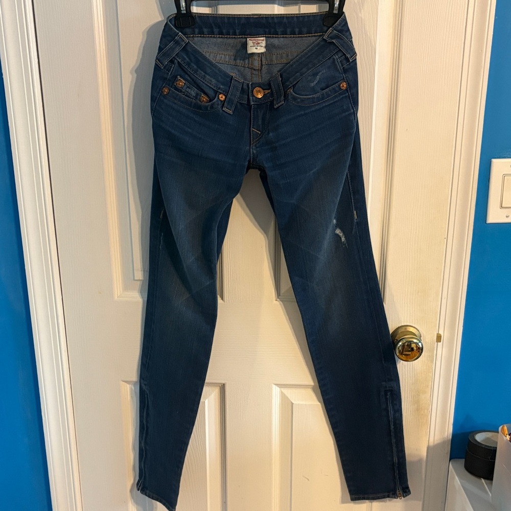 True Religion Low-Rise Blue Jeans